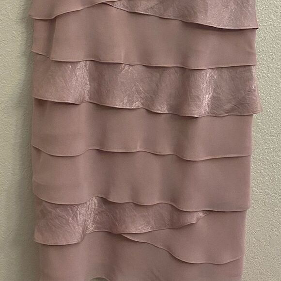 Pink Rhinestone Ruffle Mini Party Dress worn once to a wedding! Size 12 - Picture 8 of 9